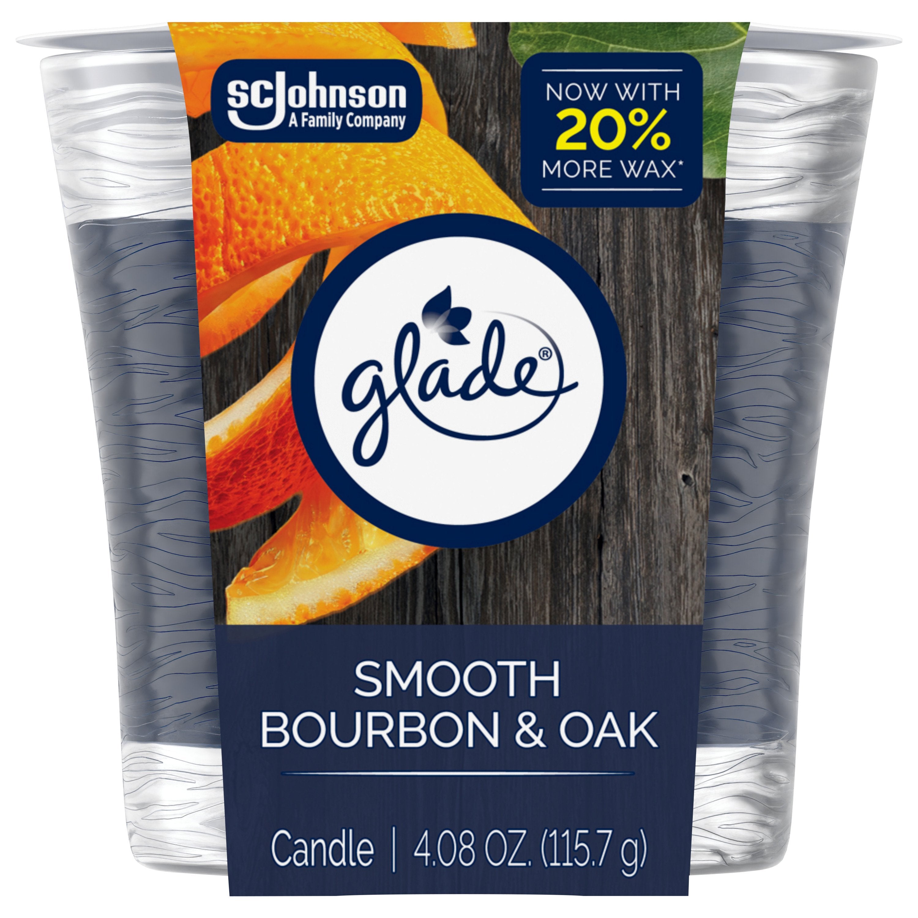 GLADE CANDLE/SMOOTH BOURBON & OAK-4.08oz (SKU #13597)