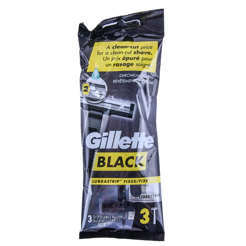 GILLETTE BLACK 3CT FIXED RAZORS (SKU #13759)