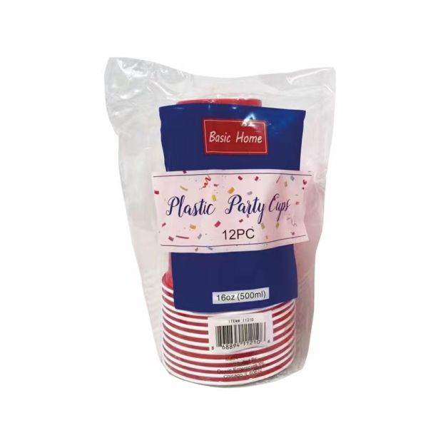 PLASTIC CUP 16oz-2 TONE RED-12ct (SKU #12006)