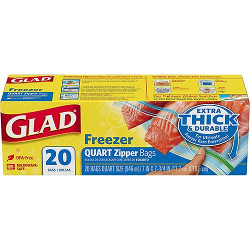 GLAD 57035 FREEZER QUART - 20CT WIDE SEAL (SKU 12229) - Fraterra Home powered by KB Logistics & Distribution LLC