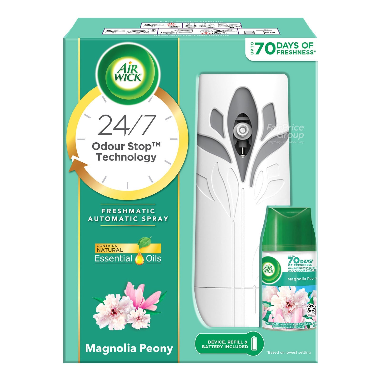 AIR WICK FM MACHINE W/REFILL 250ml MAGNOLIA & PEAONY (SKU #15376)
