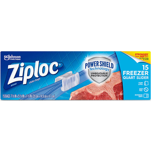 ZIPLOC FREEZER BAG 15CT QT SLIDER #02256 (SKU #13631)