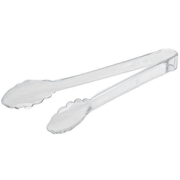 #3311-CL 9" SCALLOPED TONGS CLEAR 24CT (SKU #70284)