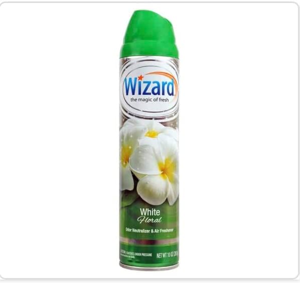 WIZARD 10oz AIR FRESHENER SPRAY-WHITE FLORAL. (SKU #80417)
