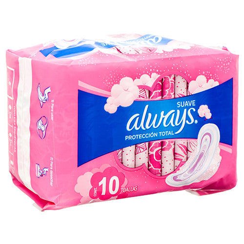 ALWAYS 10CT PADS W/WINGS PINK (SKU #13500)
