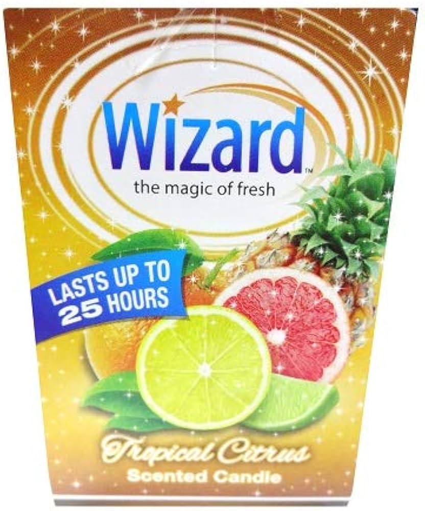 WIZARD SCENTED CANDLE 3oz/TROPICAL CITRUS. (SKU #80441)