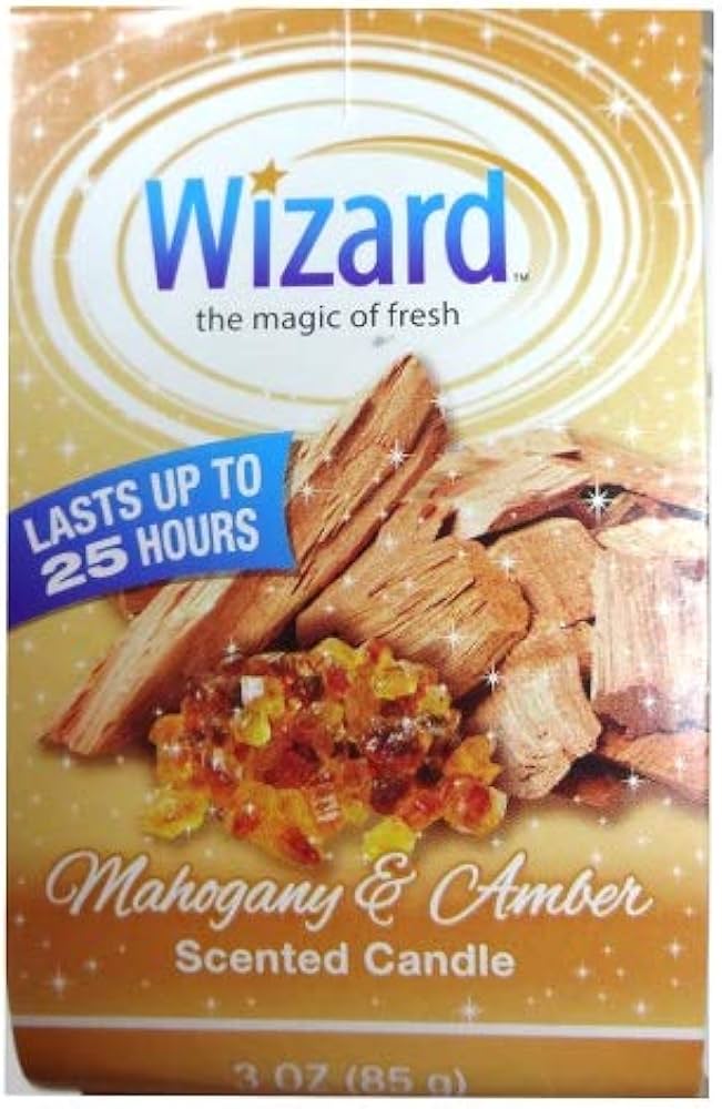 WIZARD SCENTED CANDLE 3oz-MAHOGANY & AMBER (SKU #61121)