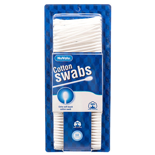 NUVALU #57369 COTTON SWAB 550CT PLASTIC STICK (SKU #12028)