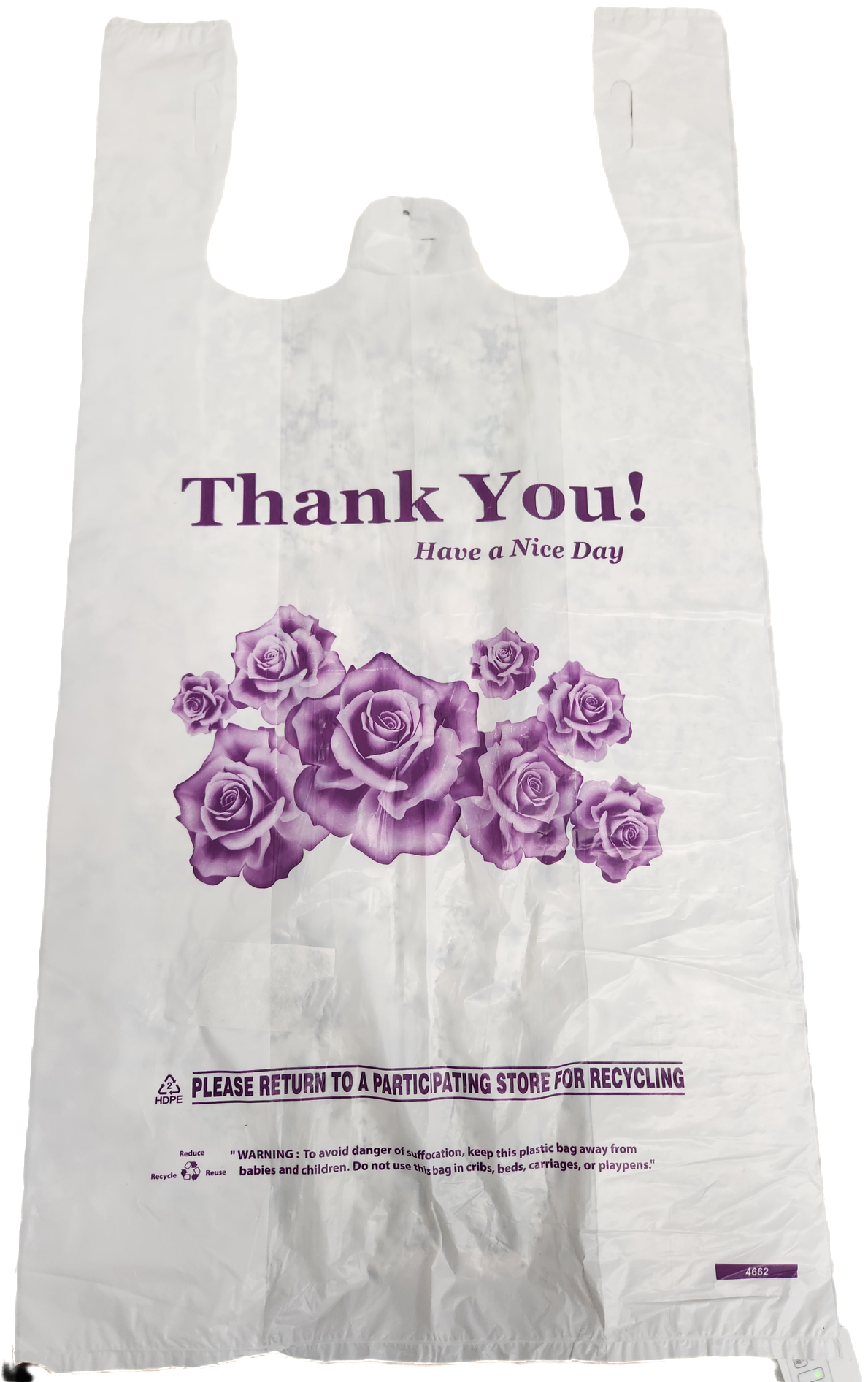 30 MIC 1/6 WHITE FLOWER PLASTIC BAG 400pcs (SKU #60121)