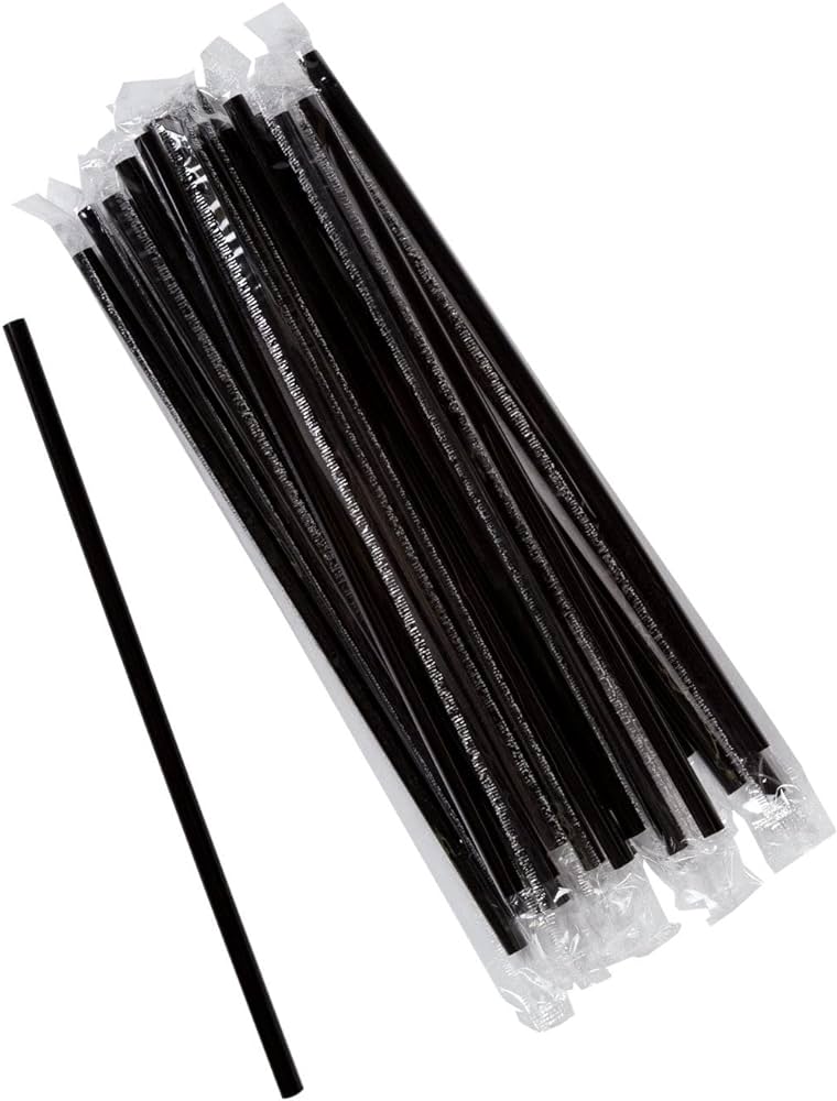 7.75" WRAPPED JUMBO BLACK STRAW MP (10/500CT) (SKU #70514)