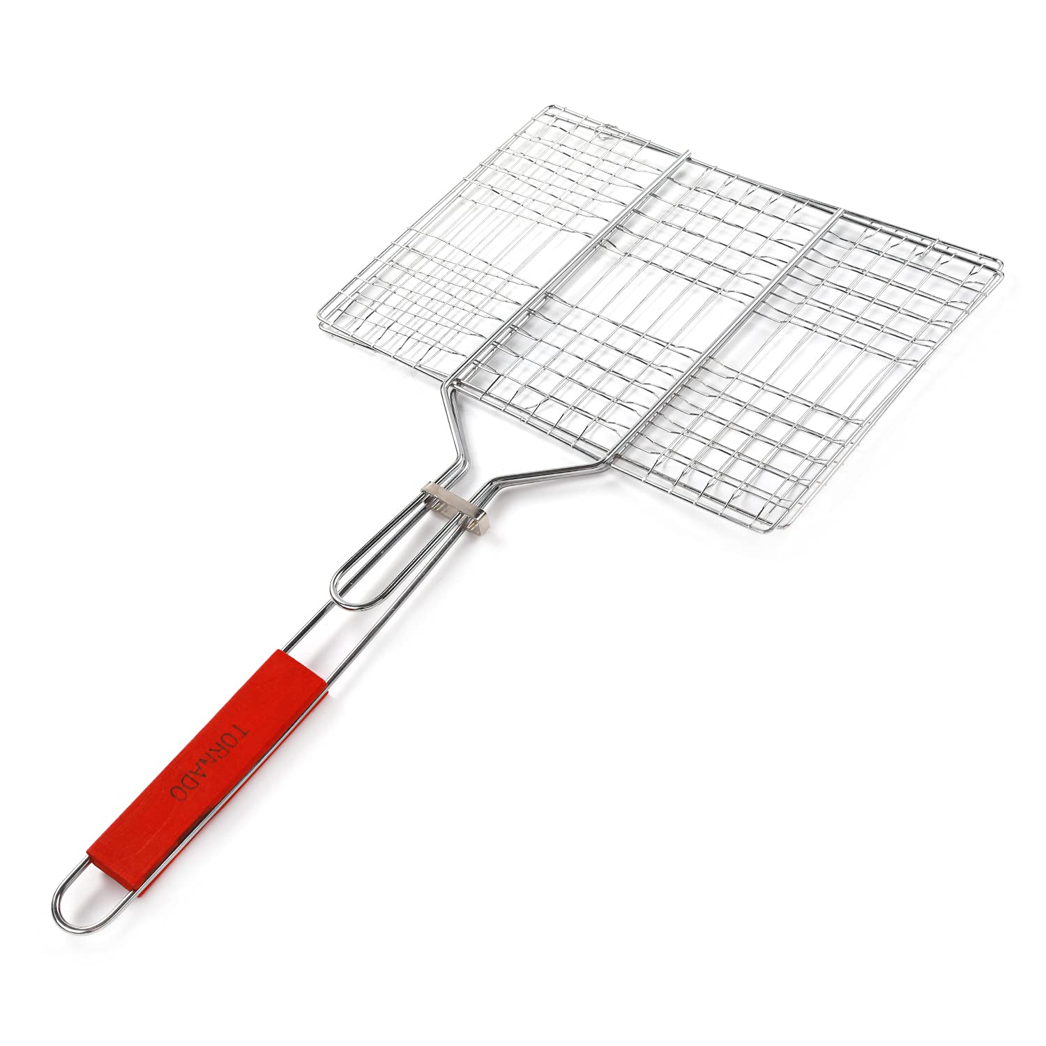 TK #57423 BBQ GRILL BASKET 14X10" WOODEN HANDLE (SKU #70096)