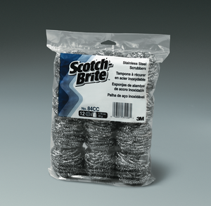 84CC M STAINLESS STEEL SCRUBBER SPONGE SCOTCH BRITE (6/12CS) (SKU #70351)