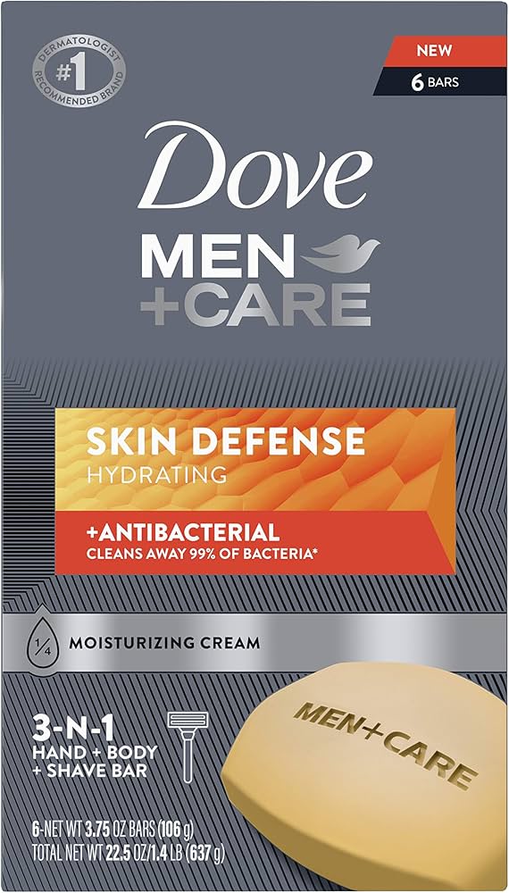 DOVE BAR SOAP MEN SKIN DEFENCE-3.75oz/6pk (SKU #63006)