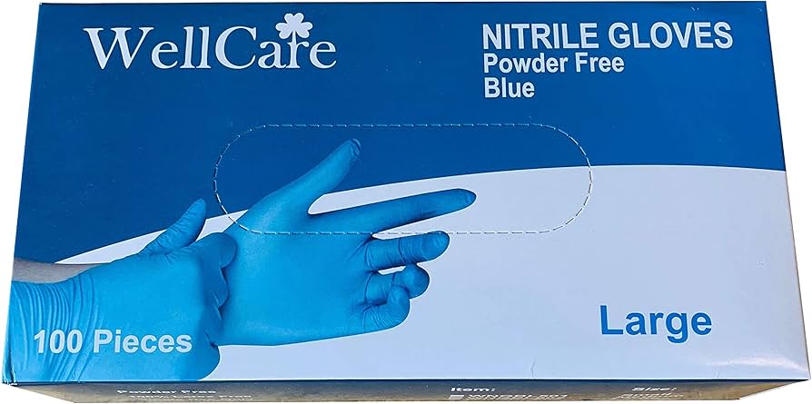 #INDBLN4LG BLUE NITRILE EXAM GLOVE LARGE (10/100ct) (SKU #60724)