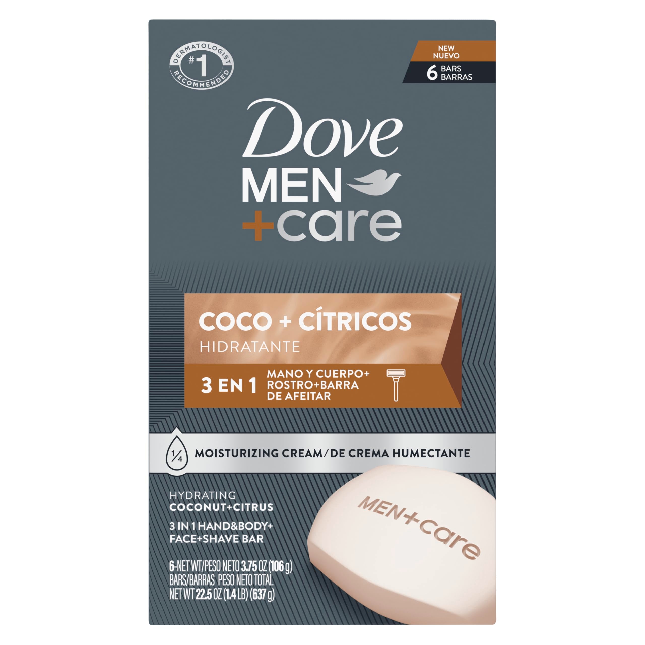 DOVE BAR SOAP MEN/COCO&CITRICOS-3.75oz/6pk (SKU #63008)