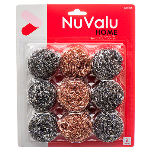 NUVALU #86861 SCOURER 9PC W/3PC COPPER (SKU #10018)