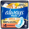 ALWAYS #03498 MAXI OVERNIGHT W/WING 16CT SIZE 4 (SKU #13490)