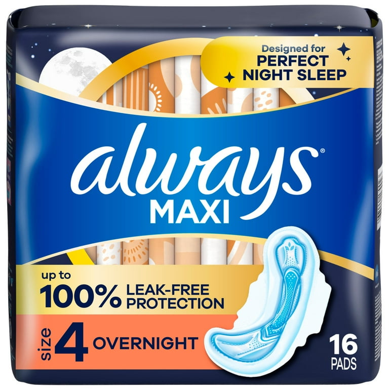 ALWAYS #03498 MAXI OVERNIGHT W/WING 16CT SIZE 4 (SKU #13490)