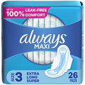 ALWAYS PADS #77159 EXTRA LONG W/WINGS SIZE3 26ct (SKU #62207)