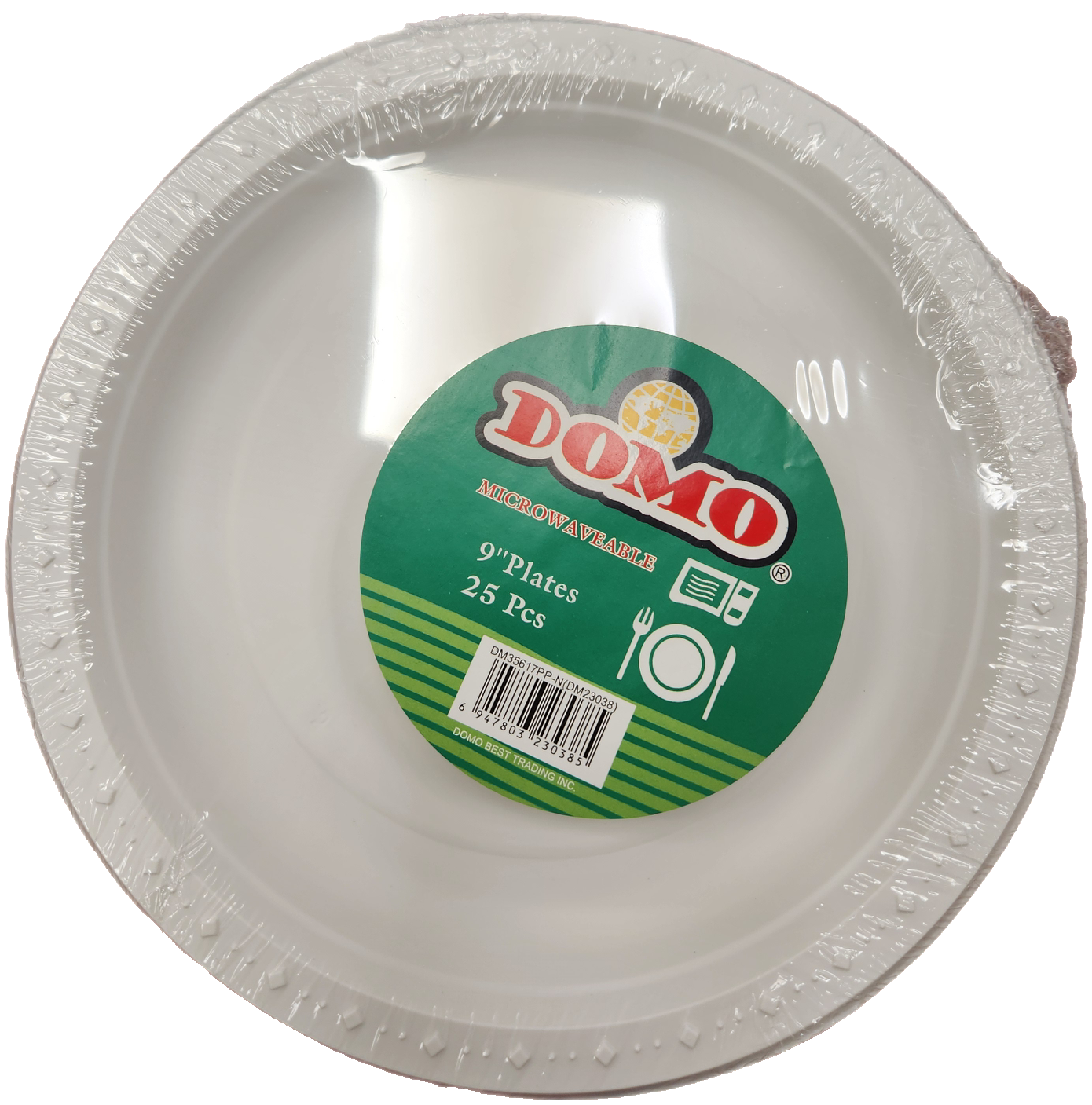 DOMO WHITE PLASTIC PLATES 9" 25CT (SKU #60327)