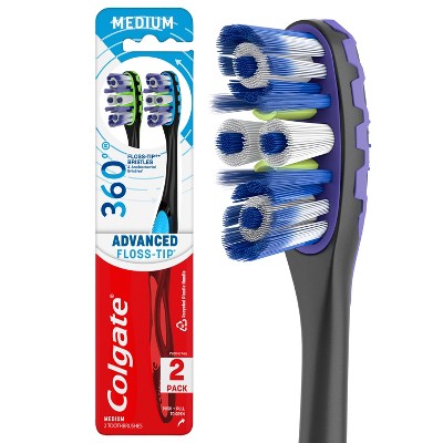 COLGATE 360 TOTAL ADVANCED FLOSS-TIP TOOTHBRUSH MEDIUM 2PK (SKU #77777)