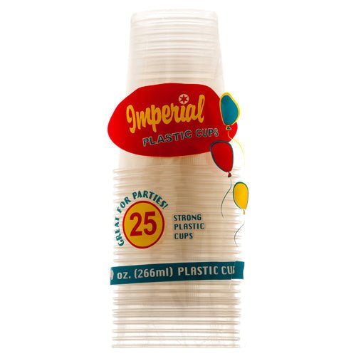 PLASTIC CUP 9oz 25CT CLEAR (SKU 11257) - Fraterra Home powered by KB Logistics & Distribution LLC