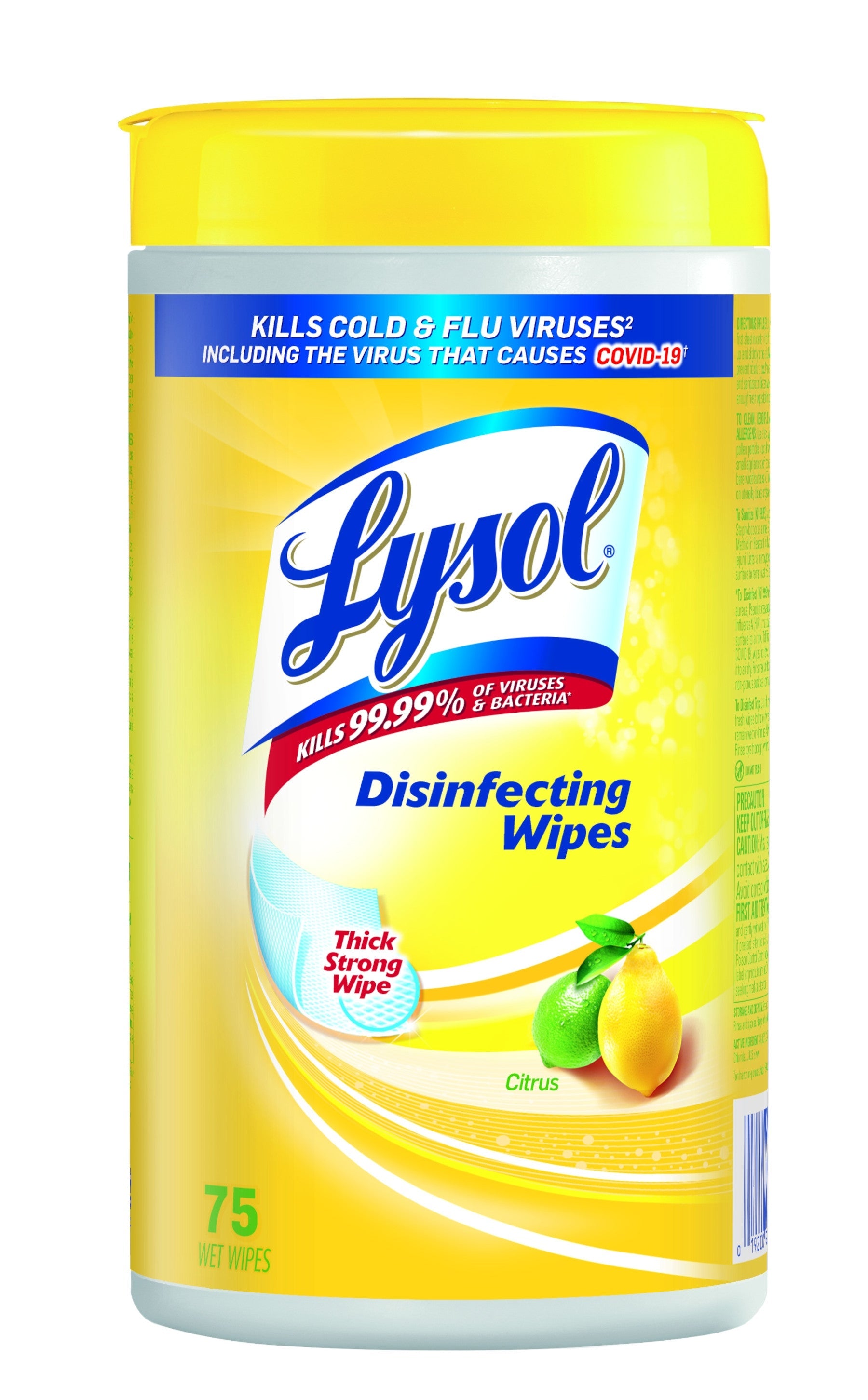 LYSOL WIPES-75ct CITRUS LEMON (SKU #62406)