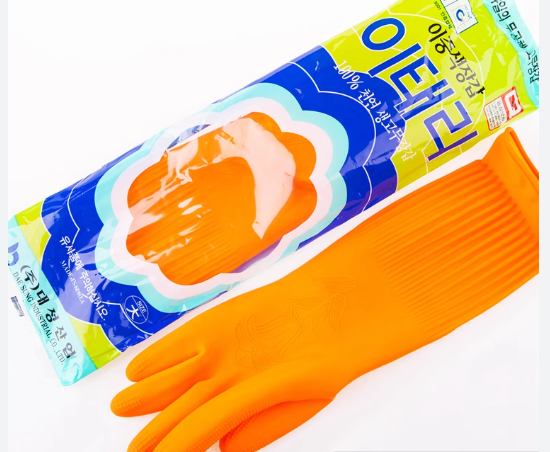 DAESUNG KOREAN RUBBER GLOVES - LARGE  (ORANGE ) (SKU #62343)