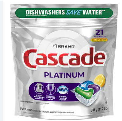 CASCADE DISHWASHER PODS LEMON SCENT 21CT (SKU #50010)