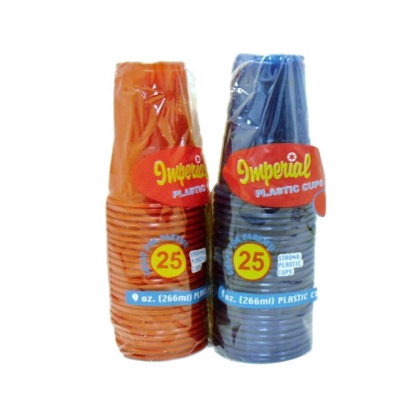 PLASTIC CUP 9oz 25CT ASST BLUE/RED (SKU #12981)