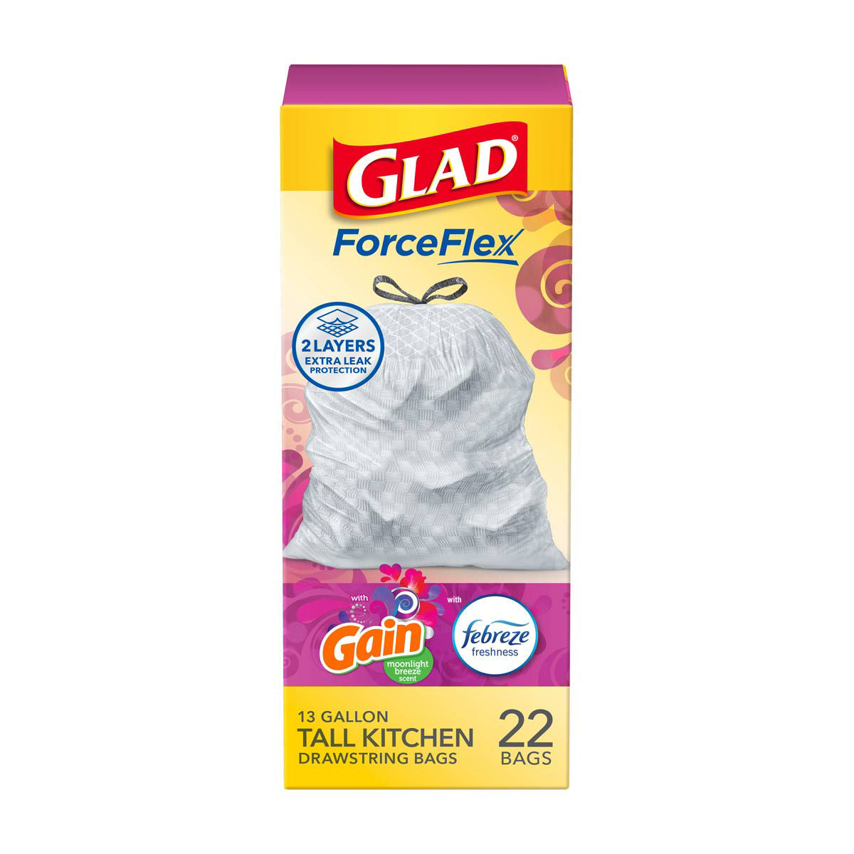GLAD #22314 FORCEFLEX 13GAL 22CT DRAWSTRING MOONLIGHT BREEZE (SKU #12226)