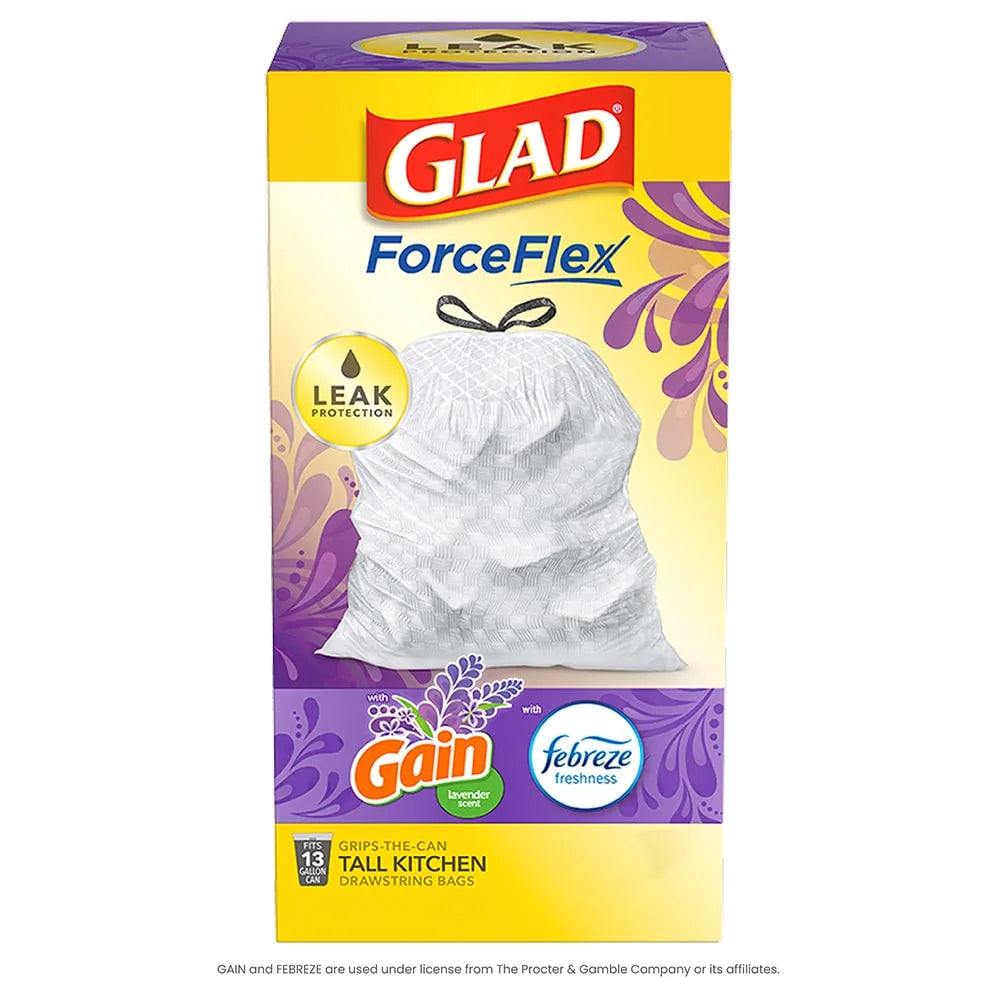 GLAD #22315 FORCEFLEX 13GAL 22CT DRAWSTRING LAVENDER (SKU #12221)