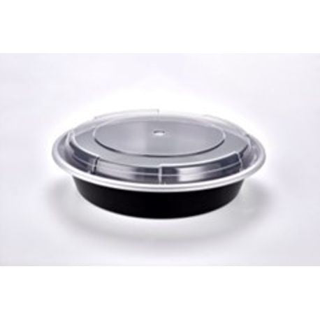 #9048B 48oz BLACK ROUND MICROWAVE CONT (150 set) (SKU #70864)